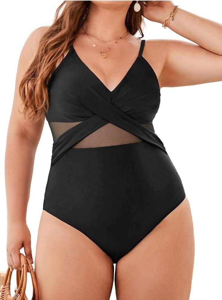 badeanzug schwarz mesh curvy fashion